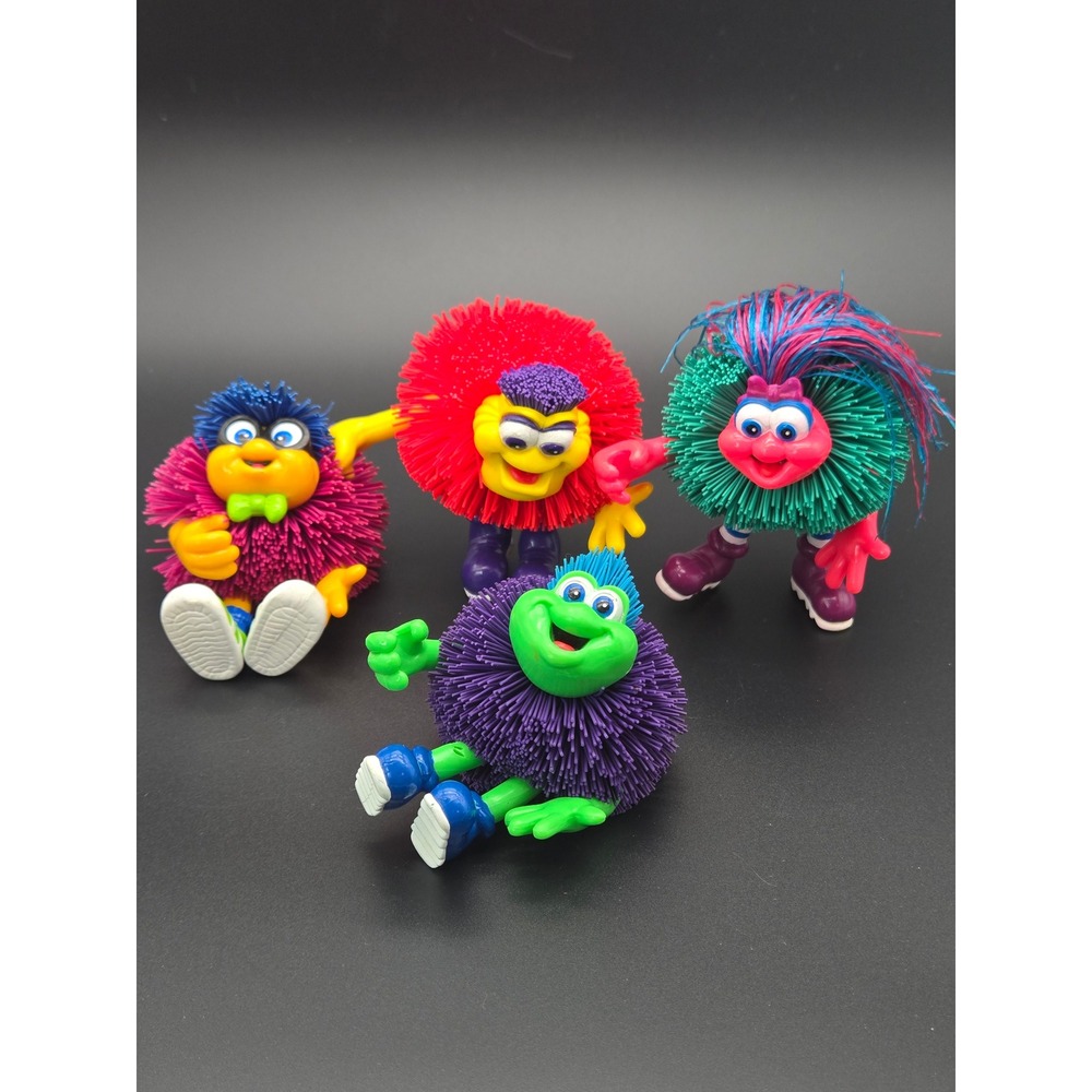 Vintage OddzOn Koosh Kin Figures Lot of 4 Colorful 90s Retro Toys